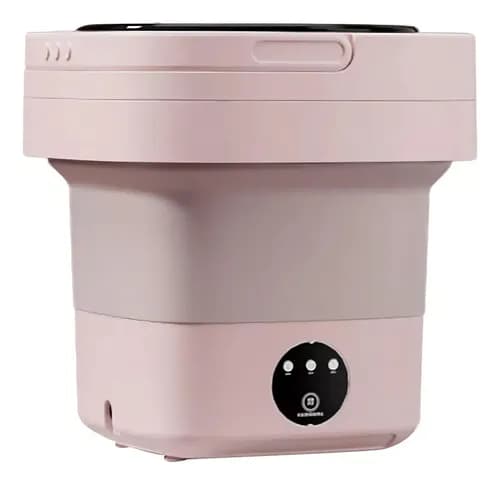 Mini Maquina De Lavar Roupas Portatil Dobrável 6,5 Litros Cor Rosa